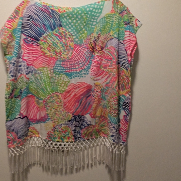 Lilly Pulitzer Multicolor Fringe Blouse Fun Playful Beachy Cruise Vacay - Picture 2 of 8